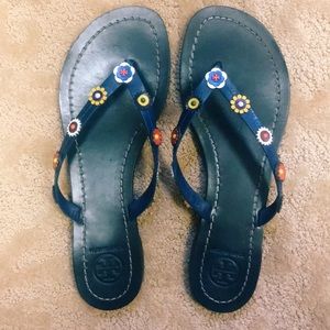 Navy Floral Tory Burch Sandal